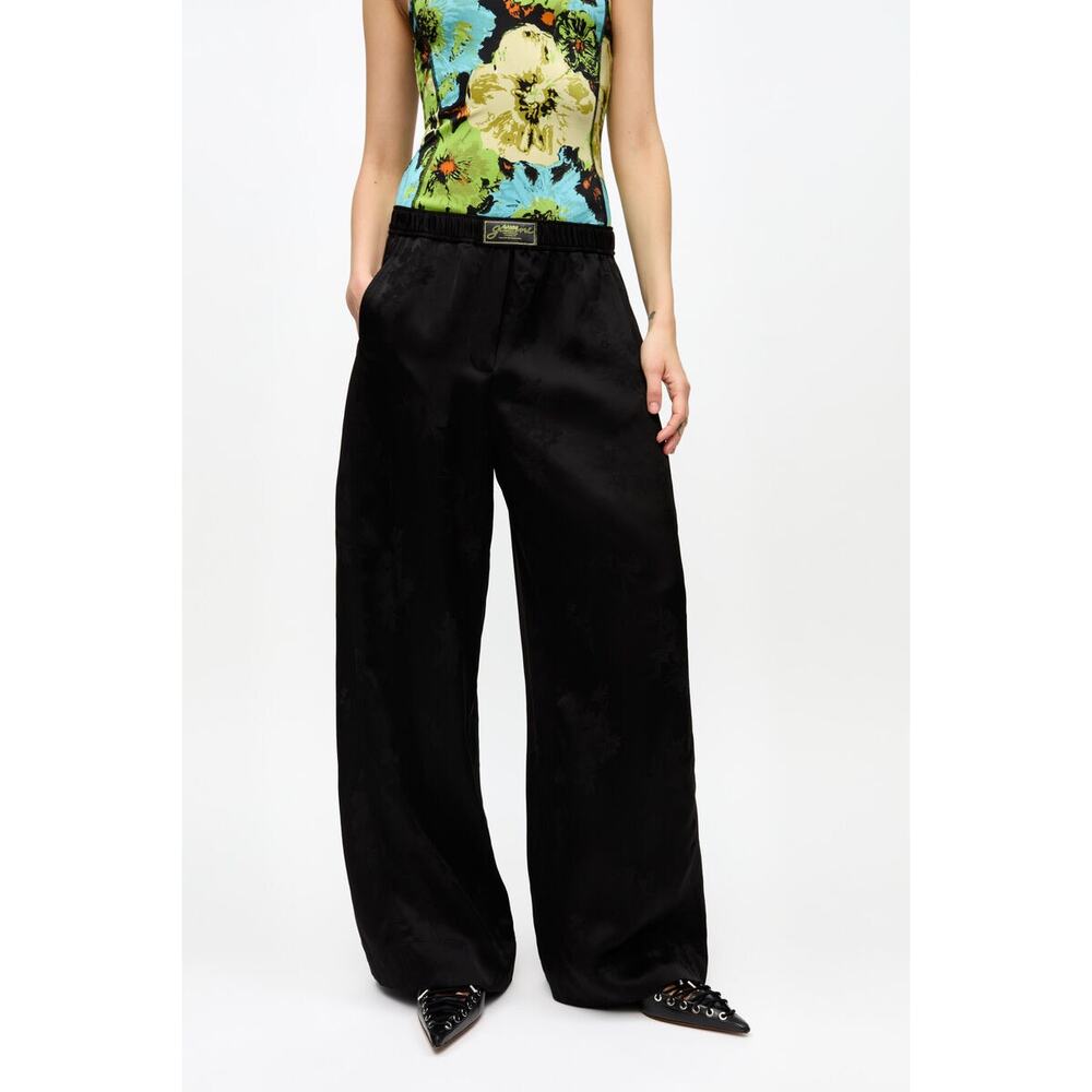 GANNI Black Satin Jacquard Pants XS / 2 - Picture 2 of 16